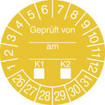 Prüfplaketten - Geprüft von...am...K1-K2 in Jahresfarbe