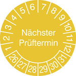 Prüfplaketten - Nächster Prüftermin in Jahresfarbe