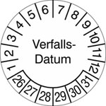 Prüfplaketten - Verfalls-Datum weiß/schwarz