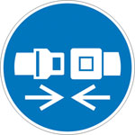 Gebotsschild, Rückhaltesystem benutzen,