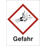 GHS-Gefahrstoffetikett Kombischild mit Text: Gefahr