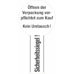 Sicherheitssiegel, 12 Stück auf Bogen Text: Öffnen der Verpackung verpflichtet zum Kauf.
