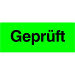 Qualitätskennzeichnungsetiketten Geprüft Papier selbstklebend, tagesleuchtgrün/schwarz, 