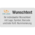 Individuell gefertigtes Wunschsiegel Logo, Text, Bacode und Nummerierung nach Wahl