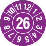 Prüfplakette Jahresplakette mit 2-stelliger Jahreszahl violett/weiß