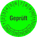 Prüfplakette Geprüft leuchtgrün/schwarz