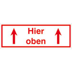 Verpackungsetikett Hier oben