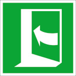 Fluchtwegschild - langnachleuchtend Tür öffnet durch Drücken auf der linken Seite