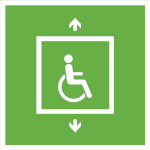 Fluchtwegschild - langnachleuchtend Rettungsaufzug für nicht-gehfähige oder gehbeeinträchtigte Personen
