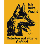 Hinweisschild zur Grundbesitzkennzeichnung Symbol: Schäferhundkopf