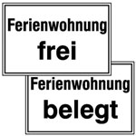Hinweisschild - Gaststätten, Pensionen, Hotels Ferienwohnung frei / belegt, doppelseitig