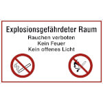 Hinweisschild für feuer- und explosionsgefährdete Stoffe Explosionsgefährdeter Raum
