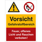 Warn- Verbots- Kombischild Vorsicht Gefahrstoffbereich
