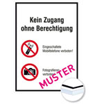 Individuell gefertigtes Hinweisschild Magnetfolie 0,85 mm weiß, Ecken spitz,