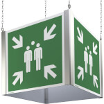 Rettungszeichenwürfel zur Deckenabhängung Sammelstelle