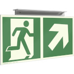 Fahnenschild Fluchtwege langnachleuchtend Notausgang links/rechts aufwärts mit Zusatzzeichen