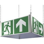 Rettungszeichenwürfel zur Deckenabhängung rechteckig Fluchtwegskennzeichnung Notausgang