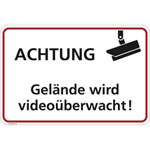 Hinweisschild für Gewerbe und Privat Achtung Gelände und Grundstück wird Videoüberwacht