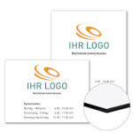 Individuell gefertigtes Firmen-/Werbeschild Aluminium-Verbundplatte 2,0 mm weiß, Ecken spitz, ohne Bohrung