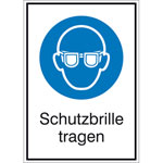 Gebots-Kombischild, Schutzbrille tragen,