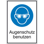 Gebots-Kombischild, Augenschutz benutzen,