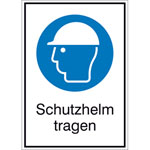Gebots-Kombischild, Schutzhelm tragen,
