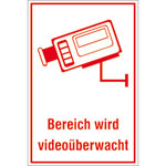Video Infozeichen für die betriebliche Praxis Bereich wird videoüberwacht