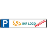 Individuell gefertigtes Parkplatzschild Aluminium 1,0 mm weiß, Ecken rund, ohne Bohrung