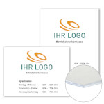 Individuell gefertigtes Firmen-/Werbeschild Aluminium 2,0 mm SigniColor silbermatt, Ecken spitz, ohne Bohrung