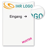 Individuell gefertigter Wegweiser in Sonderform Aluminium-Verbundplatte 2,0 mm weiß, Sonderform, gefräst, ohne Bohrung