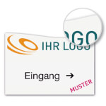 Individuell gefertigter Wegweiser in Sonderform Aluminium-Verbundplatte 2,0 mm weiß, Sonderform, gefräst, ohne Bohrung