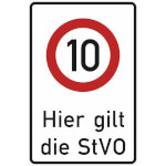 Verkehrsschild / Betriebs- und Privatkennzeichnung Zeichen: Zulässige Höchstgeschwindigkeit 10 km/h