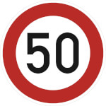 Verkehrsschild Zulässige Höchstgeschwindigkeit 50 km/h VZ: 274-50