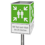 Fluchtwegschild-Würfel Symbol: Sammelstelle  und Text nach Wahl