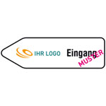 Individuell gefertigter Wegweiser (linksweisend) Aluminium 2,0 mm, reflektierend Typ RA1/A, weiß, Ecken rund, ohne Bohrung