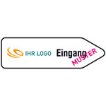 Individuell gefertigter Wegweiser (rechtsweisend) Aluminium 2,0 mm, refektierend Typ RA1/A, weiß, Ecken rund, ohne Bohrung