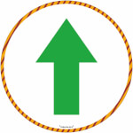 Bodenmarkierung mit Antirutschbelag - Wartebereich (rund, weiss) Pfeilsymbol