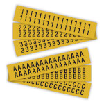 Selbstklebende Ziffern und Buchstaben auf Karte Schrifthöhe 16,0 mm, gelb/schwarz