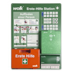 wolk Erste Hilfe Station Komplettset groß mit Erste Hilfe aushang, Verbandkasten, Pflasterspender und Augenspüllösung