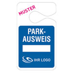 Individuell gefertigte Parkausweise PVC-Mehrschichtmaterial 1,0 mm weiß, formgestanzt, ohne Bohrung