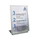 ATLANTIC Tischaufsteller mit Infotafel DIN A4 Rahmen: silber matt, modernes Design,