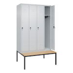 C+P Spind Classic PLUS mit Bank 4 Abteile mit Ablageboden und Garderobenstange