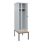 C+P Schwarz-Weiß-Spind Classic PLUS, Bank 2 Abteile mit Ablageboden und Garderobenstange