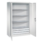 C+P Stahl-Werkzeug-Flügeltürschrank Acurado 89 4 Einlegeböden und 3 Schubladen voll ausziehbar