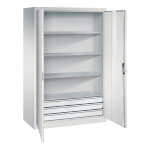 C+P Stahl-Werkzeug-Flügeltürschrank Acurado 89 4 Einlegeböden und 3 Schubladen voll ausziehbar