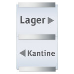 CLEAR Wandschild zwei Türschilder aus Sicherheitsglas mit drei edlen Aluminiumhaltern