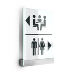 ClampLine Türschild Glasschild mit edlem Aluminiumhalter, variabler Klemmbereich