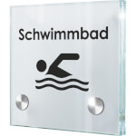 CRISTALLO Türschild rahmenlos aus 2 x 4 mm Sicherheitsglas mit hochwertigen Edelstahlhaltern