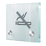 CRISTALLO Türschild rahmenlos aus 2 x 4 mm Sicherheitsglas mit hochwertigen Edelstahlhaltern