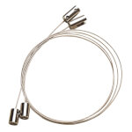 Cristallo Deckenabhängung für Schilder für 6 mm Materialstärke, mit Stahlseil und 2 Edelstahlhaltern